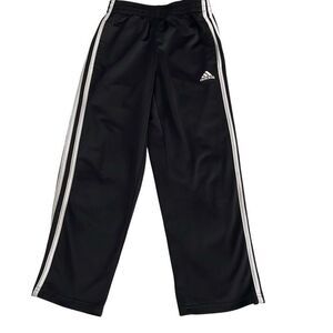 Nearly new! adidas black track pants with white stripes - Size 7